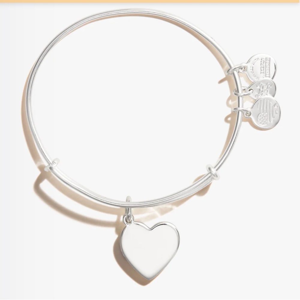 Alex & Ani shiny silver plain heart bracelet